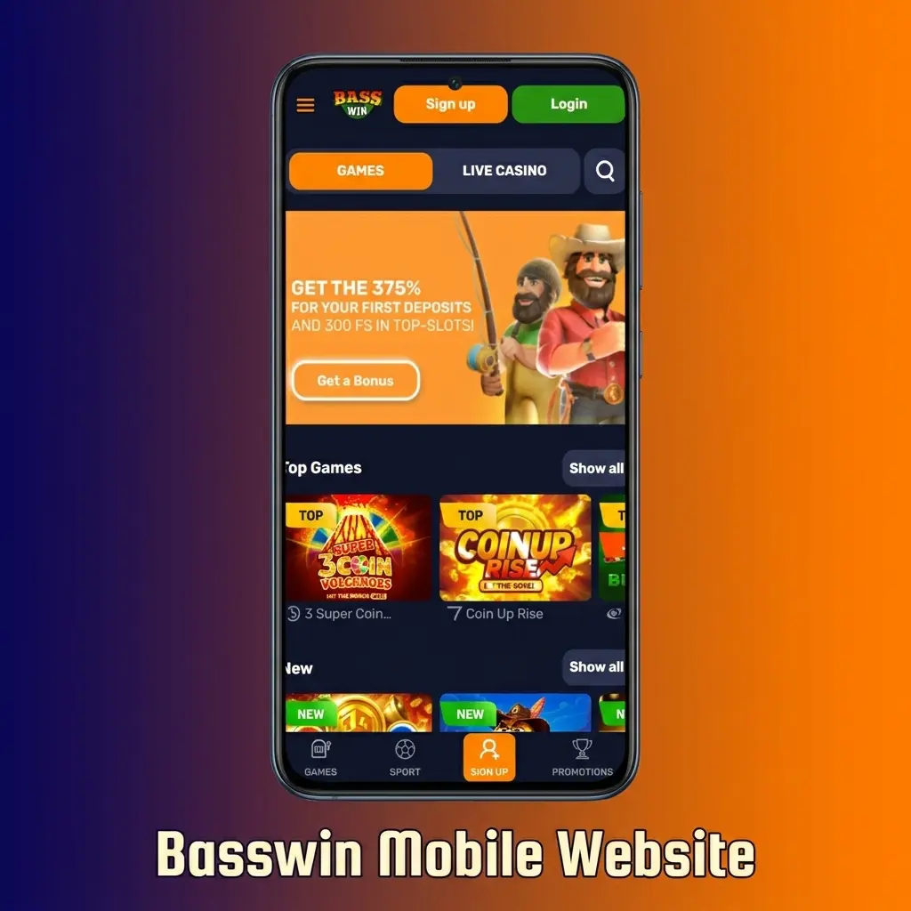 Basswin mobile website on smartphone and tablet browser