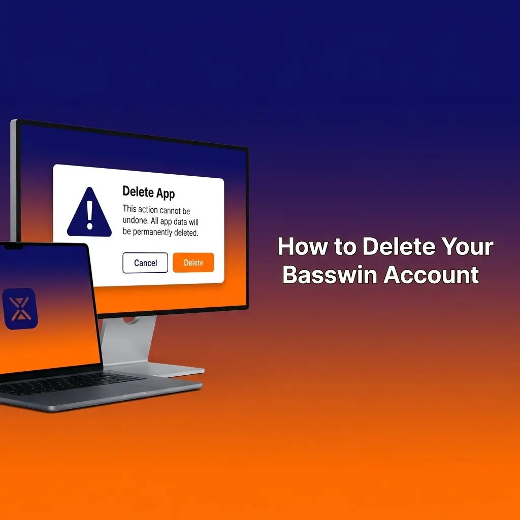 Basswin account deletion steps showing account settings and closure options in the user dashboard